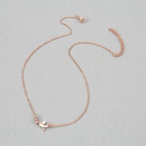 Bird of Peace Dove and CZ rose gold necklace. New.